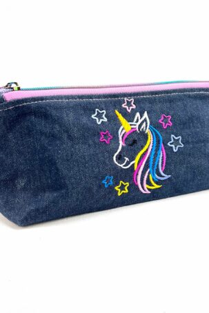 Trousse brodée Licorne