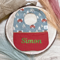 Bavoir bébé ocre à motifs de renards – Brodé – Image 8