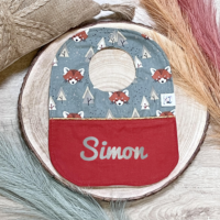 Bavoir bébé ocre à motifs de renards – Brodé – Image 10